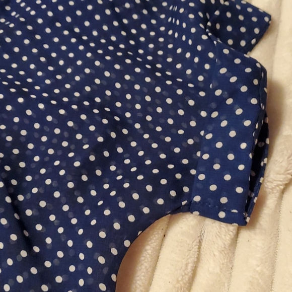 Copper key polkadot navy blue blouse - Picture 3 of 3